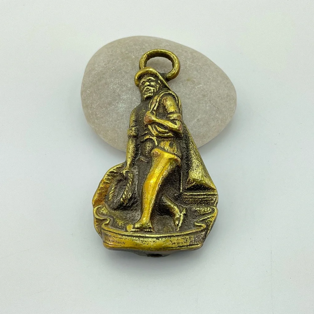 Vintage Brass Fisherman Figure, Home Decor, Ornament, Sailor Figurine, Steampunk - Picture 2 of 9